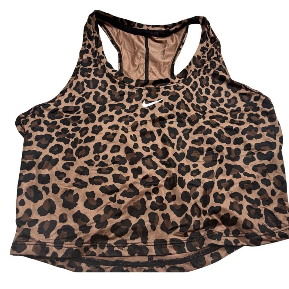 Nike Dri-FIT Leopard Print Crop Tank Top in brown and black Size Small